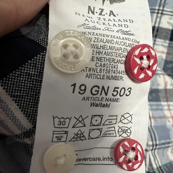 NZA New Zealand Auckland Shirt Mens Large Blue Plaid Waitaki Button Up Casual - Picture 9 of 16